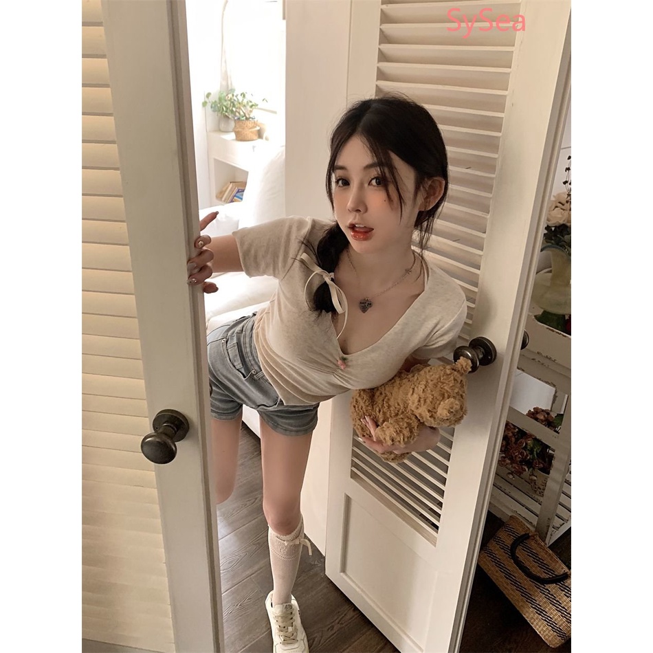 Áo Sơ Mi Cổ Chữ V Dáng Ôm Thời Trang Mùa Hè Quyến Rũ Dành Cho Nữ