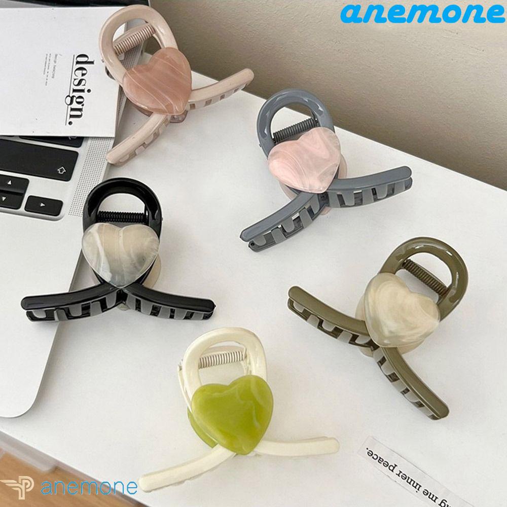 Kẹp Tóc Đuôi Ngựa Bằng Acrylic Hình Trái Tim Đơn Giản Thời Trang Cho Nữ