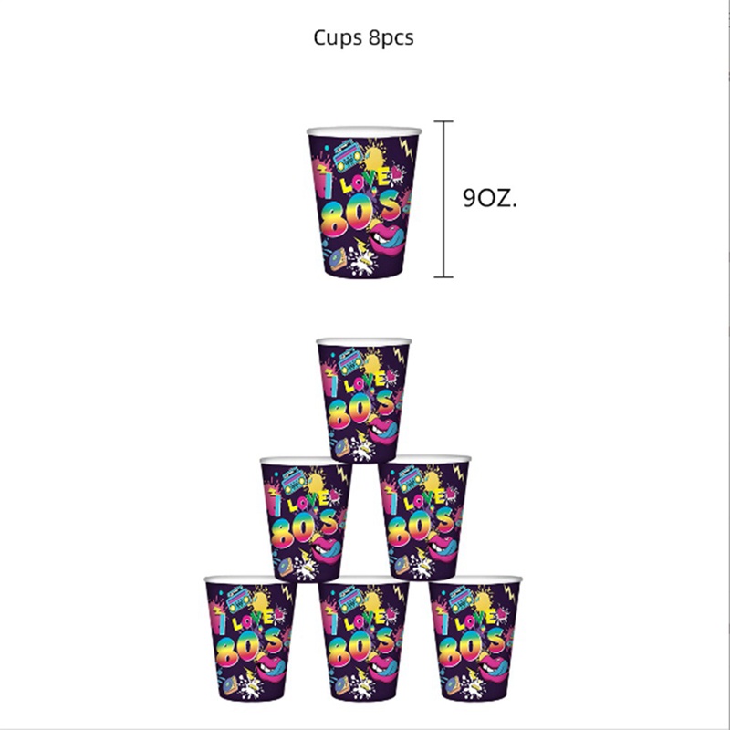 Bộ 65 Đĩa Khăn Ăn Và Khăn Ăn Bằng Nhựa + Giấy Cạc Tông 80S Tương Thích Với Năm 1980S Hip Hop Trang Trí Tiệc Tùng Serves 8