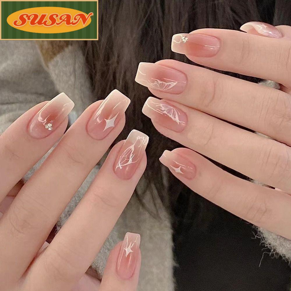 Móng Tay Giả Dạng Nhấn Che Phủ Toàn Diện Phong Cách Pháp