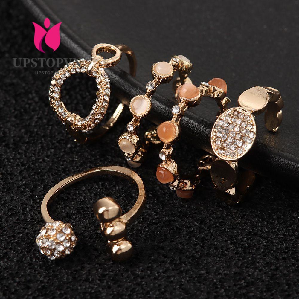 Nhẫn Mở Hình Học Cổ Điển Thời Trang Có Thể Điều Chỉnh