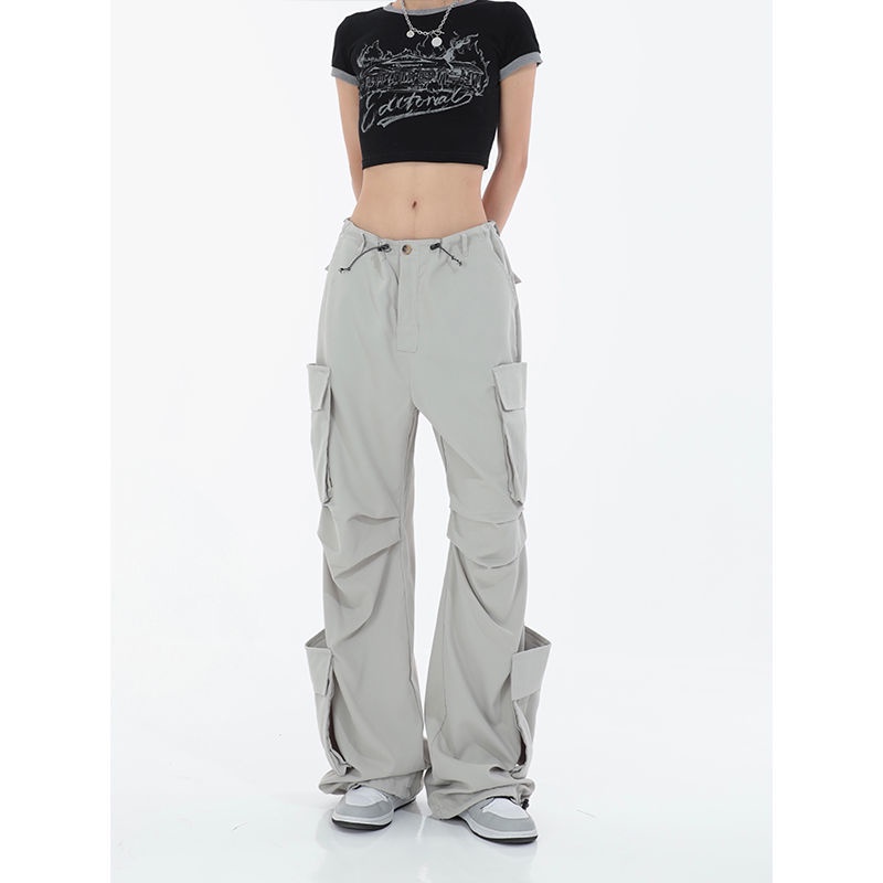 Quần Dài Ống Rộng Phối Túi Lớn Phong Cách Mỹ Cá Tính Dành Cho Nam