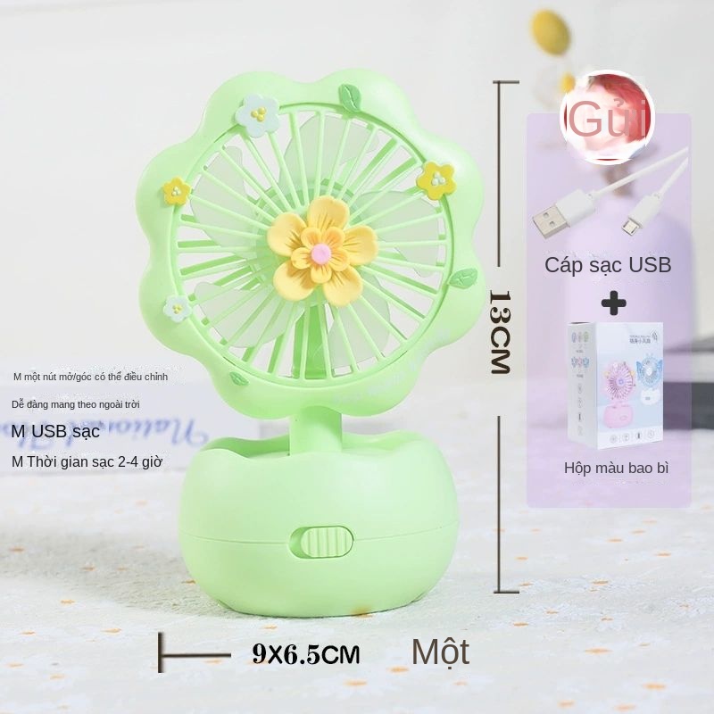 Quạt Sạc usb Mini Cầm Tay Để Bàn Hình Hoa Cho Bé Gái