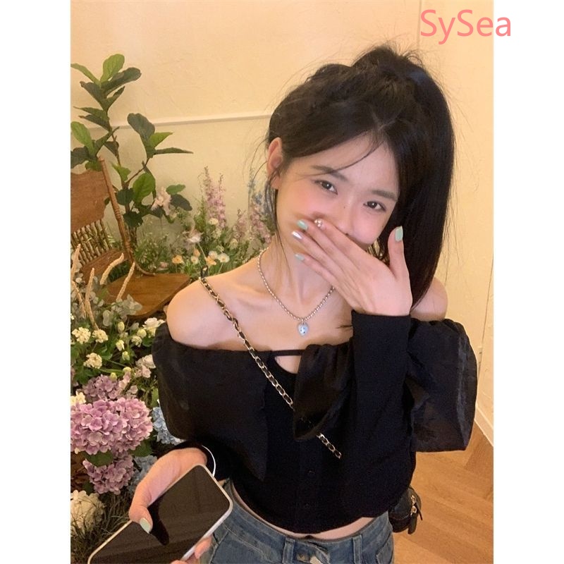 Áo Kiểu Tay Dài Trễ Vai Phong Cách Retro Cho Nữ