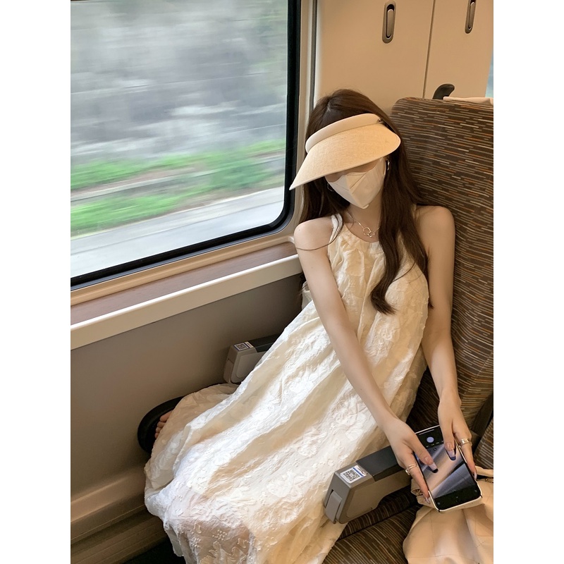 SUXI Đầm Midi Sát Nách Màu Sắc Trơn Dáng Rộng Thời Trang Mùa Hè Phong Cách Hàn Quốc