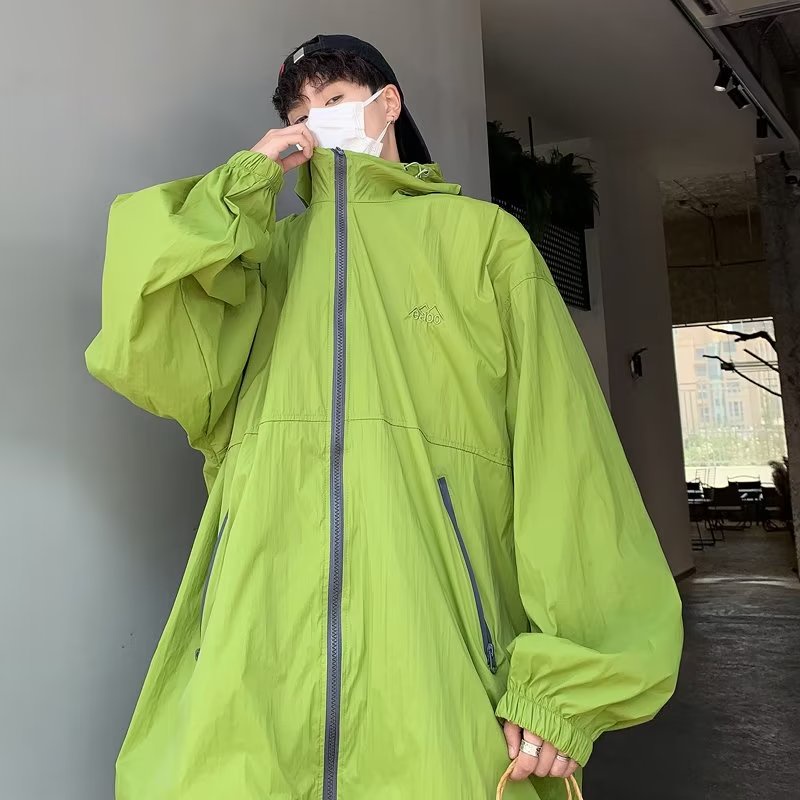 Áo Khoác Chống Nắng Có Nón Dáng Rộng Nhanh Khô Phong Cách Retro Mỹ Cho Nam Nữ