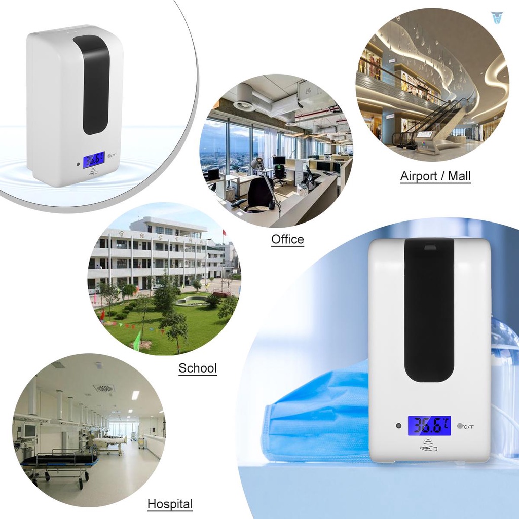 Máy Rót Cồn Tự Động Có Nhiệt Kế °C/°F Bình Xịt Cồn 1200ML Cảm Ứng Hồng Ngoại Không Tiếp Xúc Tiện Dụng Cho Trường Học / Khách Sạn