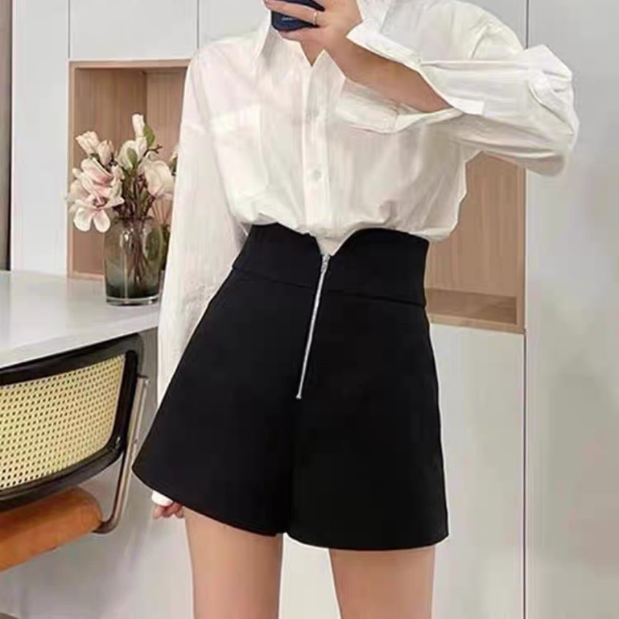 Quần đùi bigsize nữ lưng thun chất vải samin cứng có khóa kéo và đứng form, Quần short nữ BIGSIZE CÔ NHỎ Q24