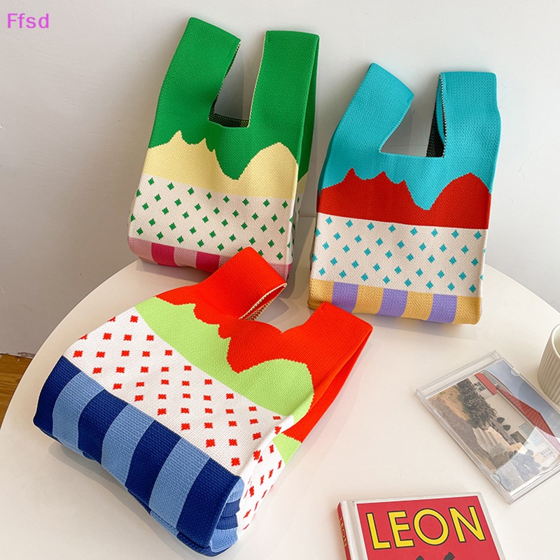 {Ffsd} Túi Xách Đeo Vai Đa Năng Dệt Kim Họa Tiết Chấm Bi Ngọt Ngào Cá Tính Cho Nữ * Hàng Bán Chạy