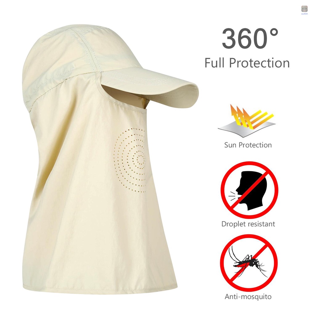 Mũ Chống Nắng Thoáng Khí Nhanh Khô Kèm Tấm Che Mặt Và Cổ Tiện Dụng