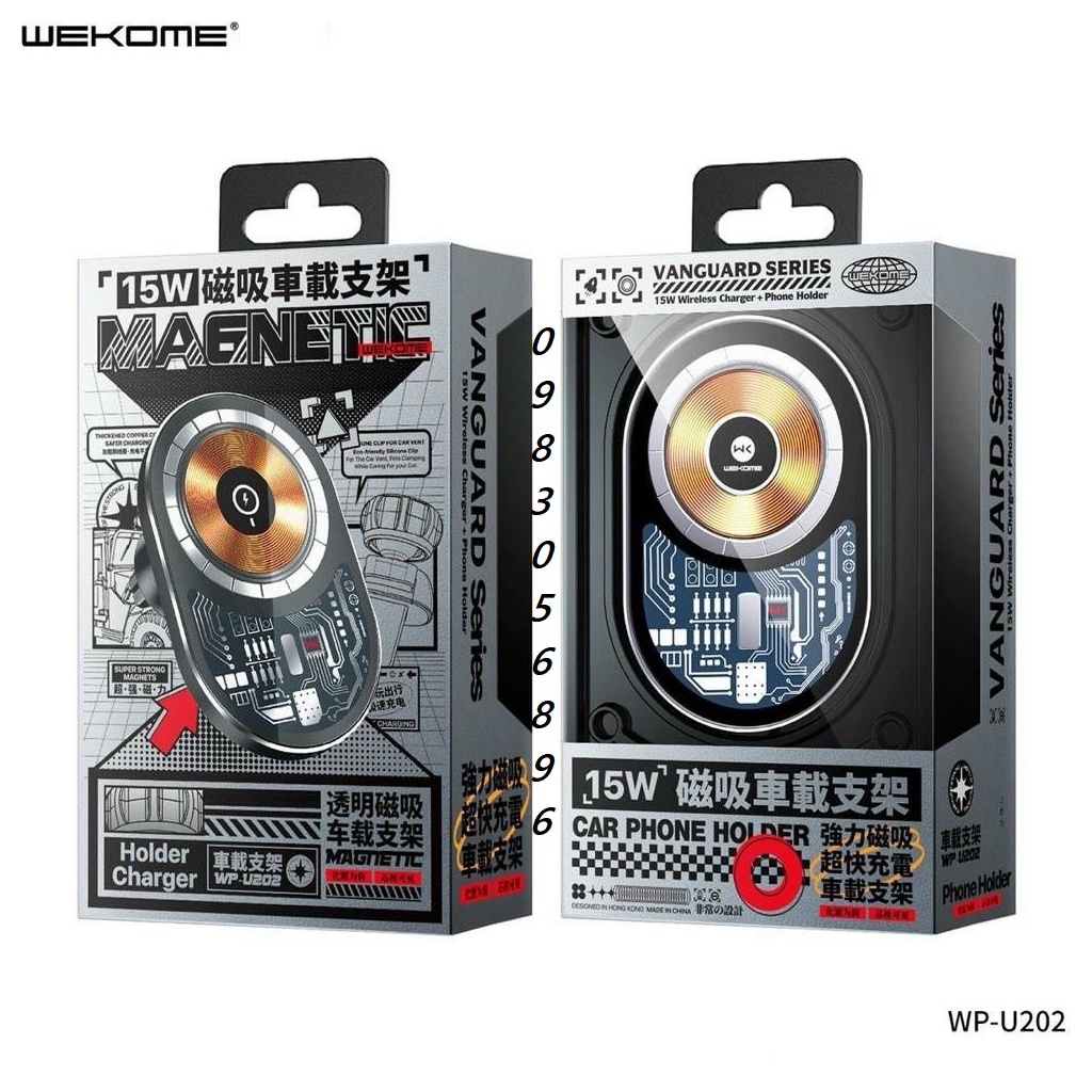 Kẹp Ôtô không dây từ tính WK Vanguard Series U202 15W chính hãng