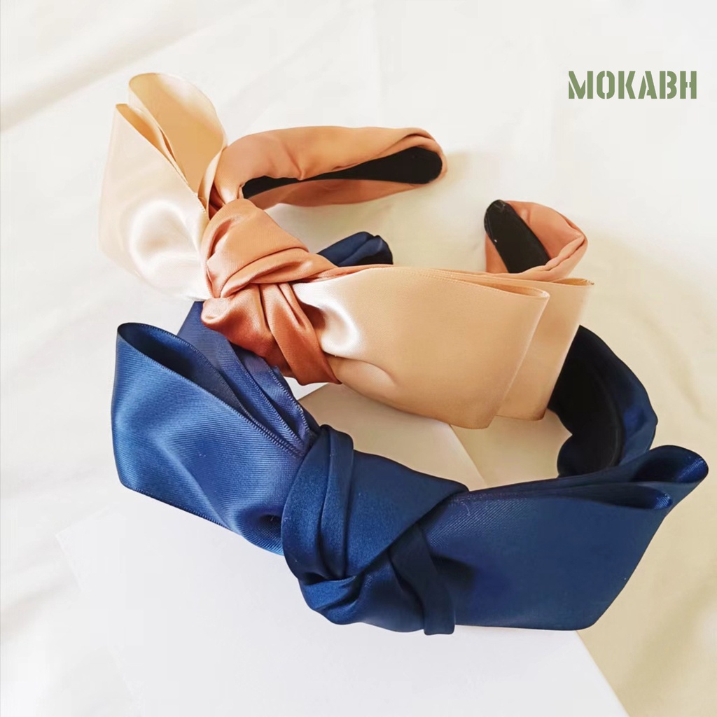 [Mok Abh] Băng Đô Nơ Cài Tóc Bằng Vải Satin Chống Vỡ Dễ Phối Đồ Thời Trang Đẹp Mắt