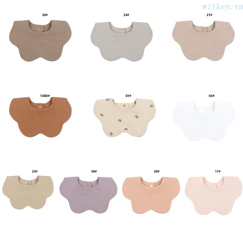 Yếm Ăn Cotton Thoáng Khí Xoay 360 Độ Hình Bông Hoa Xinh Xắn Tiện Dụng Cho Bé Sơ Sinh