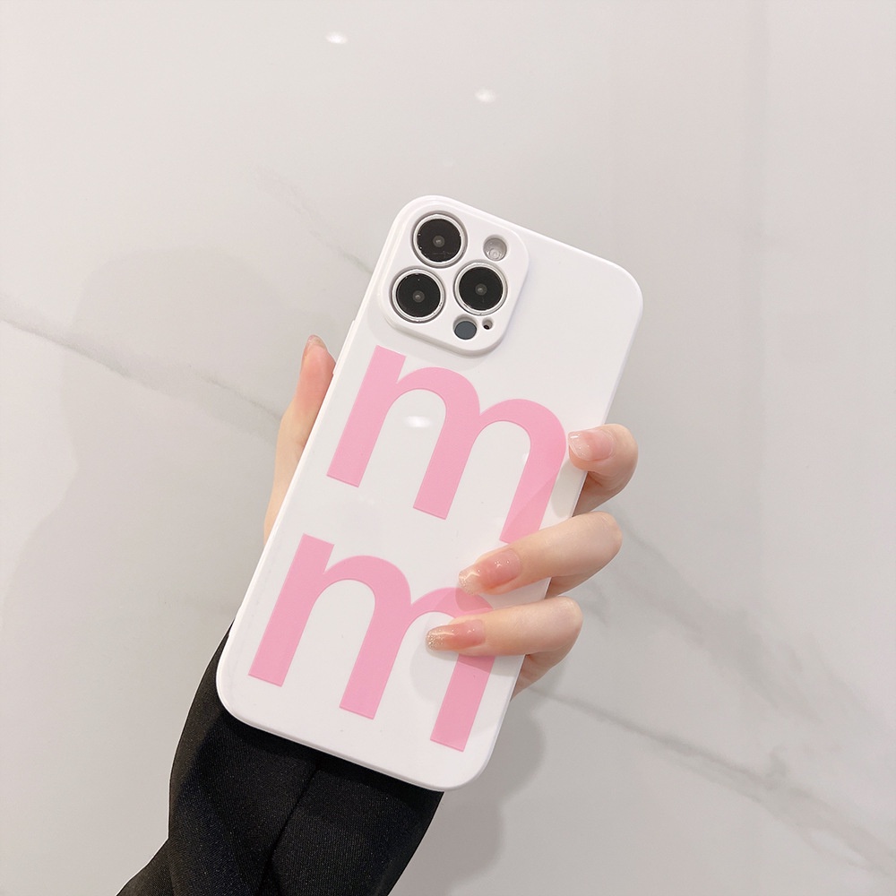 Ốp Điện Thoại Mềm Màu Hồng Bóng In Chữ Tiếng Anh Cho Iphone 13Pro Max 12 11 XR 14