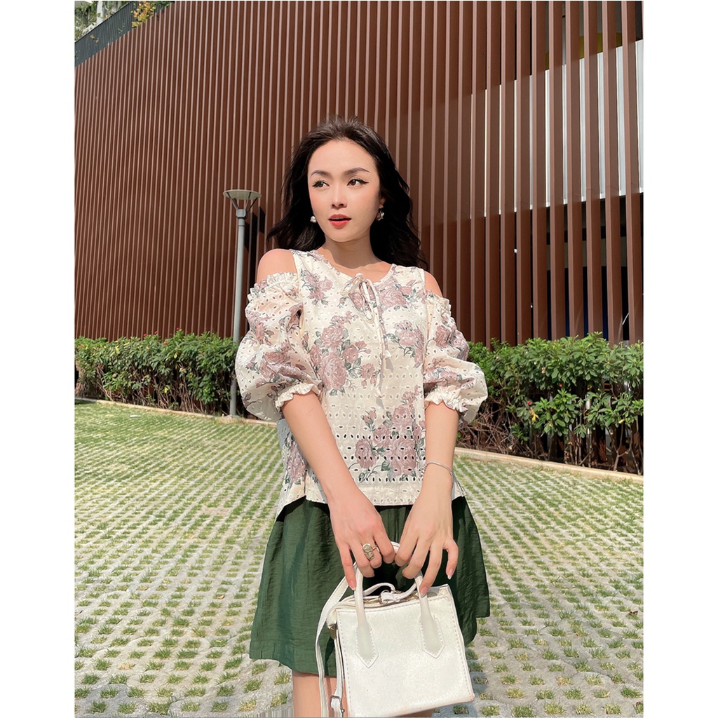 SWANLAKE | Áo Phom A Khoét Vai Vải Cotton Bông - MÃ: A10774LW01
