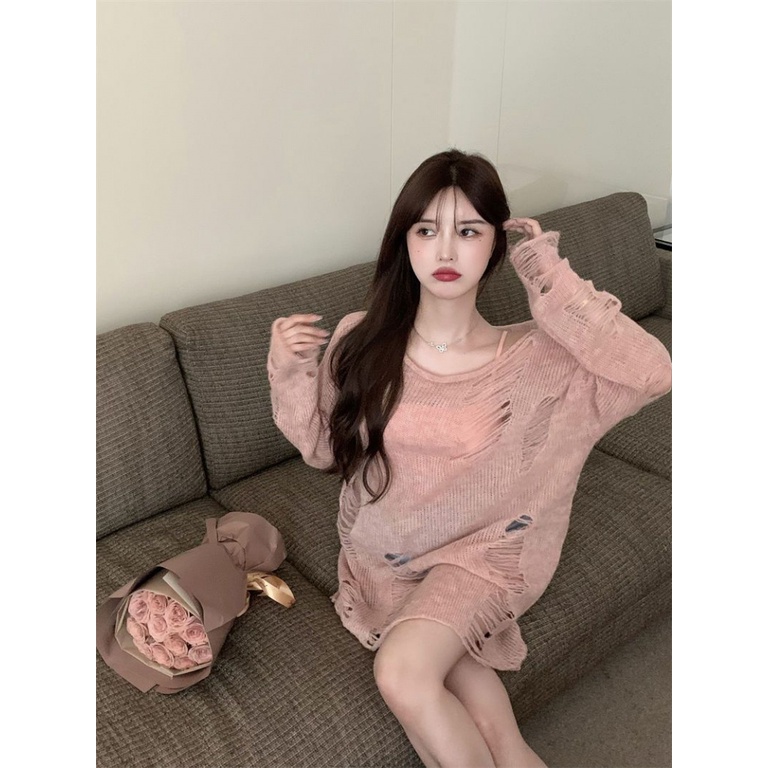 Áo Thun Dệt Kim Mỏng Dáng Rộng Thời Trang Mùa Hè Dành Cho Nữ