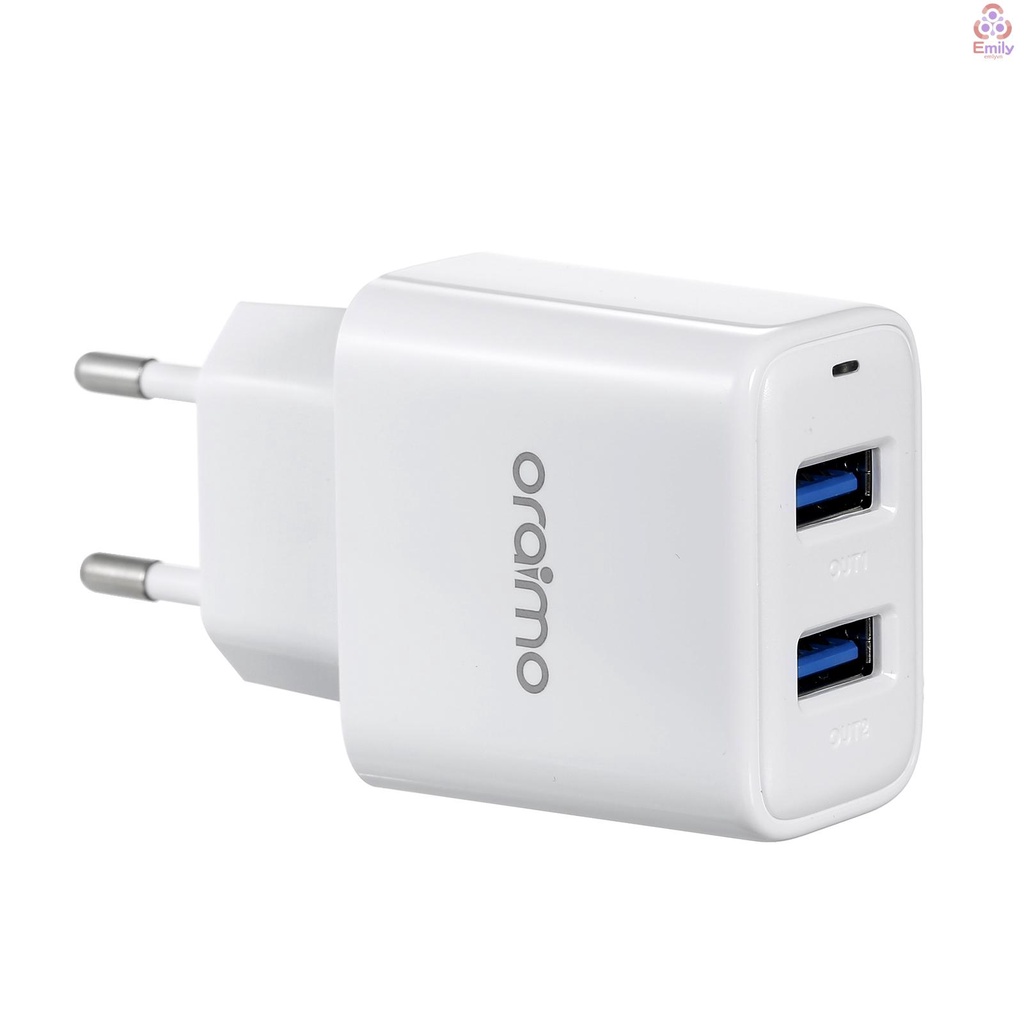 Củ Sạc Oraimo OCW-E63D 5V2.4A Hai Cổng USB Có Đèn LED Báo Hiệu