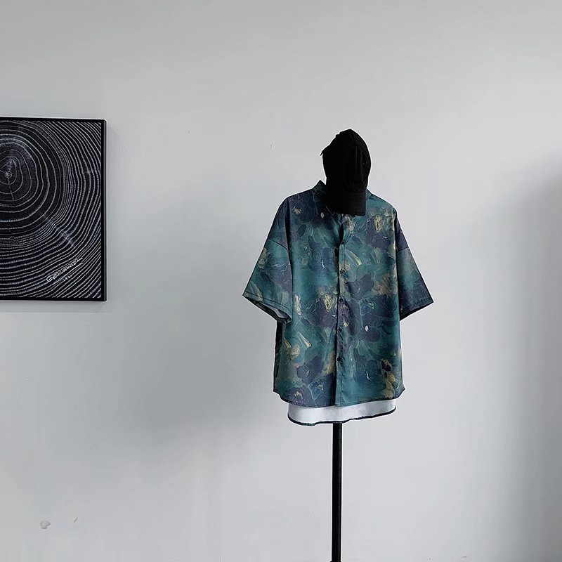 Áo Sơ Mi Tay Ngắn In Họa Tiết Thời Trang Phong Cách Hàn Quốc Cho Nam size M-3XL