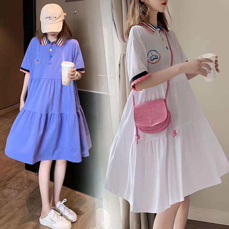 YHTN váy bầu babydoll đầm bầu đẹp bigsize xinh Thời trang dễ thương váy bầu suông