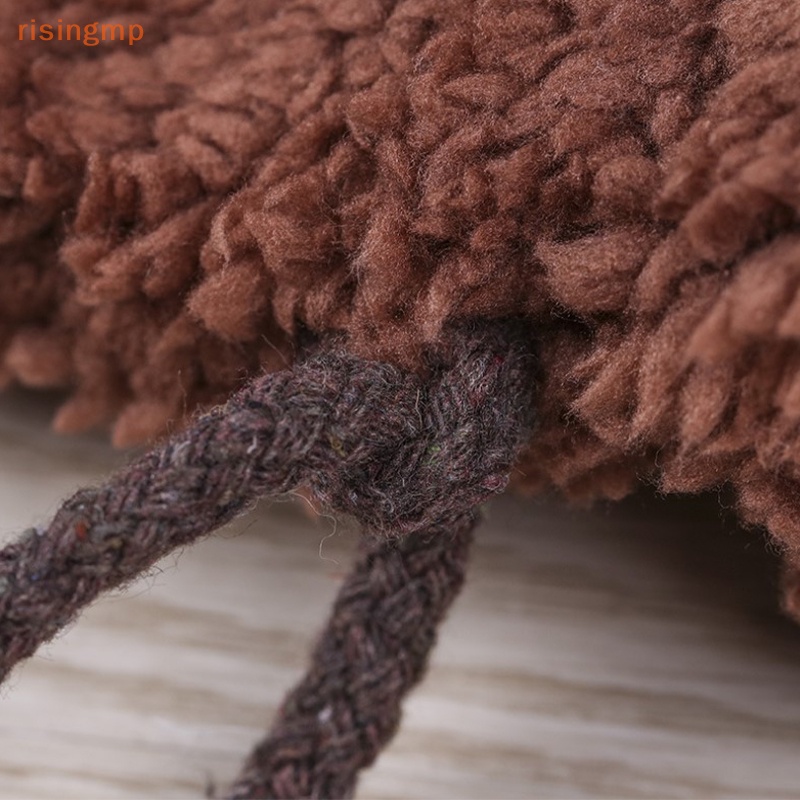 [risingmp] Găng Tay Hở Ngón Giữ Ấm Mùa Đông Bằng Vải Lông Xù Dày Hình Dấu Chân Mèo Dễ Thương Cho Nữ