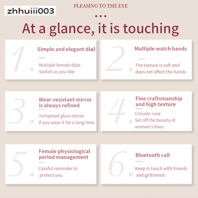 Đồng Hồ Thông Minh ZHIHUI Mk60 Màn Hình Cảm Ứng Kết Nối Bluetooth Chống Thấm Nước Có Chức Năng Nghe Gọi Cho Nữ