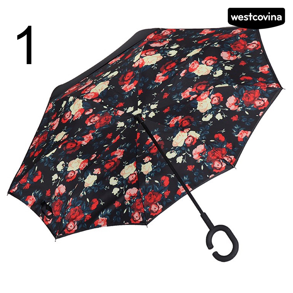 [COD]☁Dù Đứng Hai Lớp Chống Tia UV Chống Gió Hình Chữ C Có Tay Cầm Tiện Lợi Dành Cho Nữ