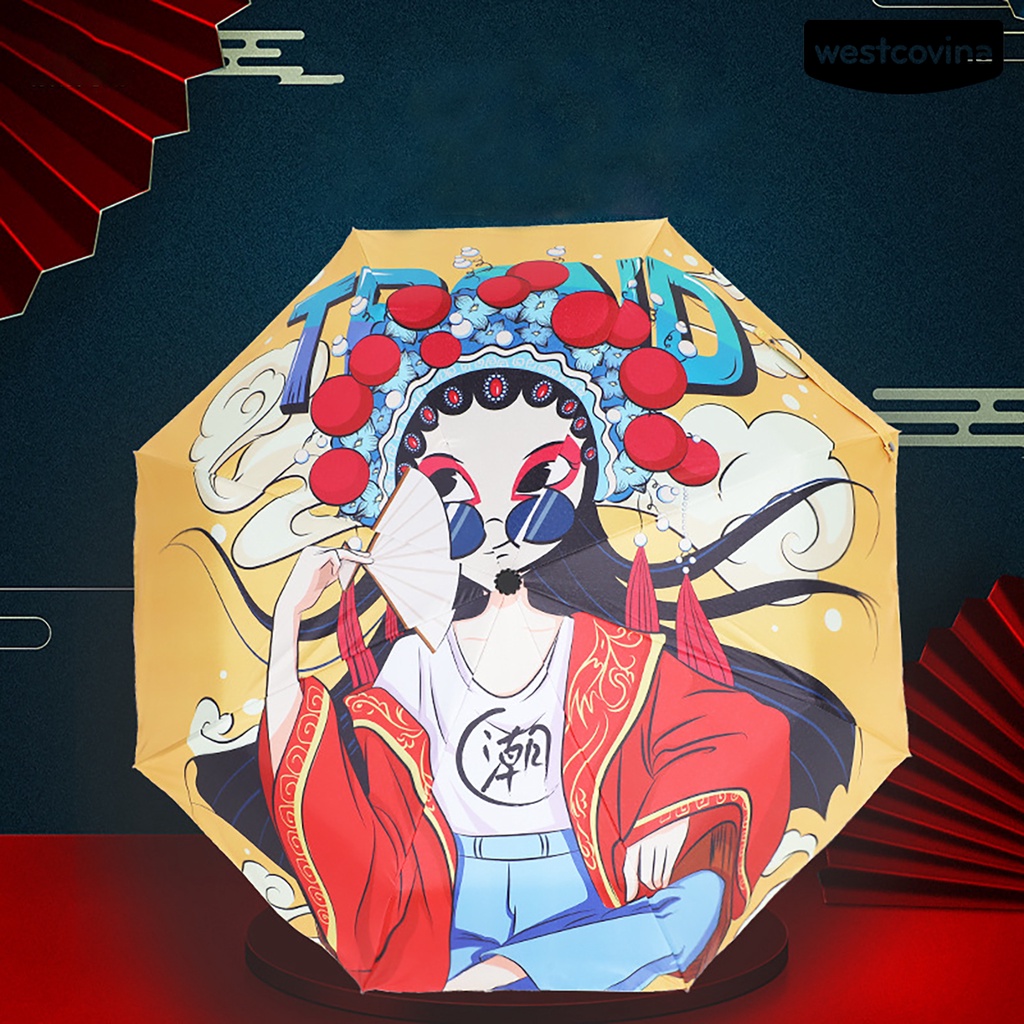 [COD]☁Dù Vải Gấp Tự Động Chống Rơi Phong Cách Trung Hoa