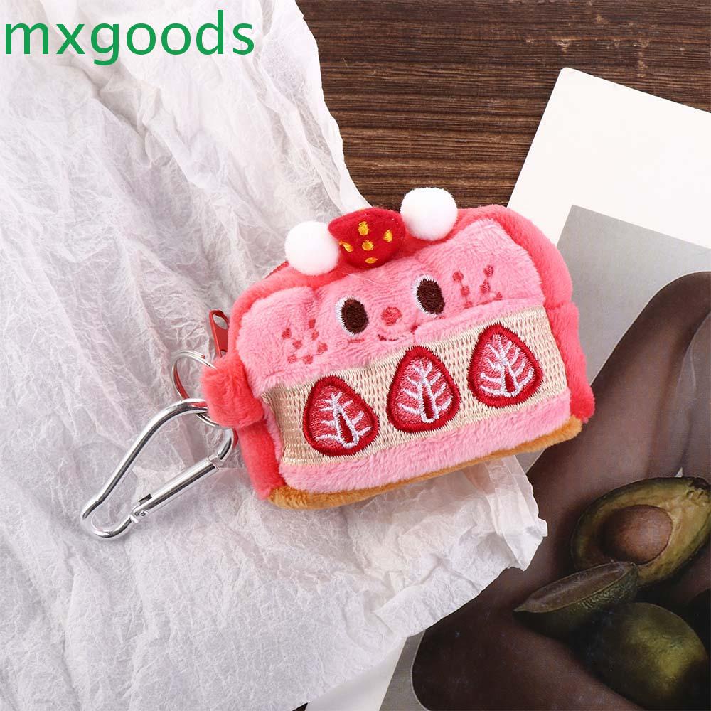 Ví Đựng Tiền Xu Mini Có Khóa Kéo Hình Bánh Dâu Tây Nhồi Bông Dễ Thương