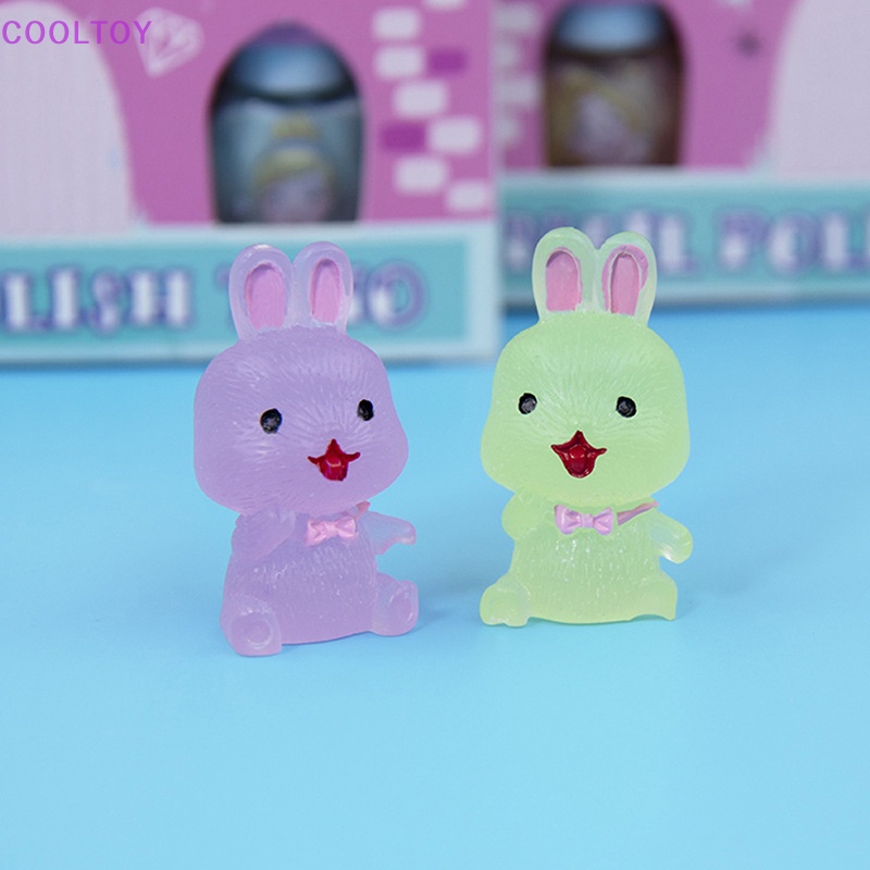 Cooltoy Bộ 4 Tượng Thỏ Mini Bằng Nhựa Resin Dạ Quang Phát Sáng Trong Đêm Trang Trí Tiểu C