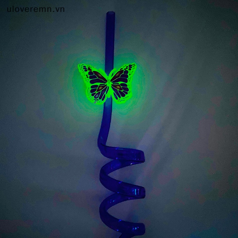 Uloveremn Mới Ống Hút Hình Bướm Có Đèn Ngủ Sáng Tạo Trang Trí Tiệc Cá Nhân Hóa