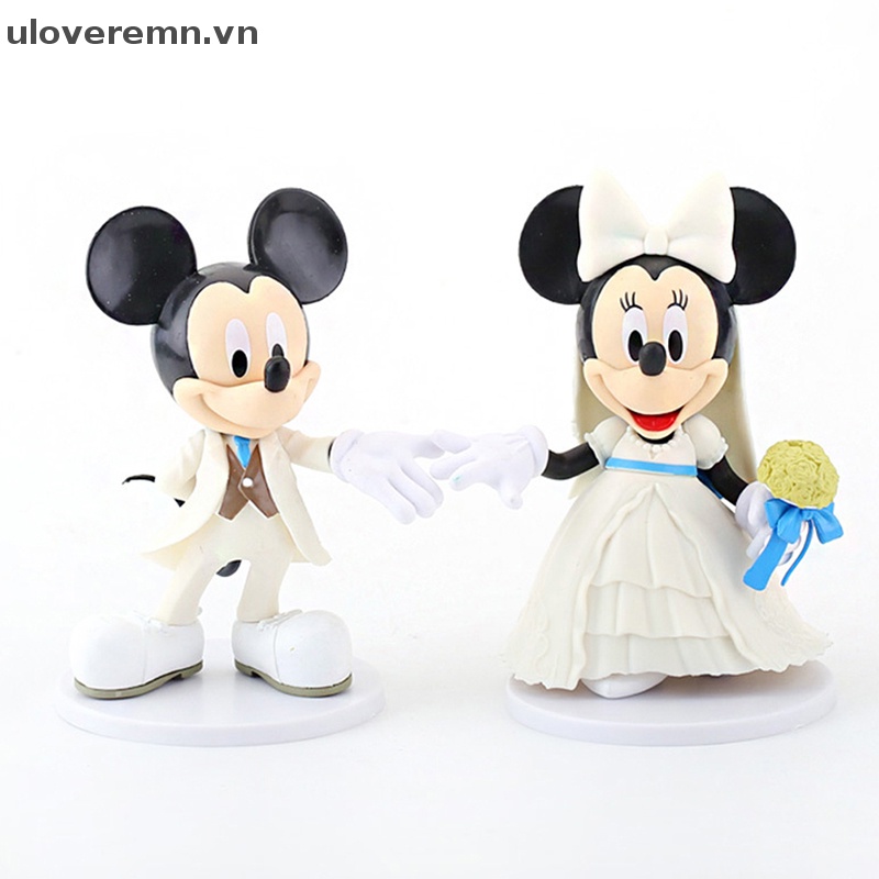 DISNEY Set 2 Đầm Trắng In Hình Chuột Mickey Minnie Cho Cặp Đôi