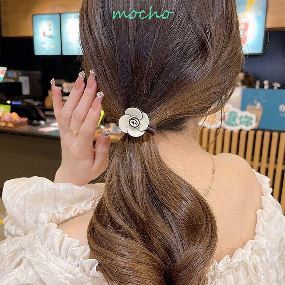 Dây Buộc Tóc Đuôi Ngựa Cao Su Co Giãn In Họa Tiết Hoa Acetate Thời Trang Cho Nữ