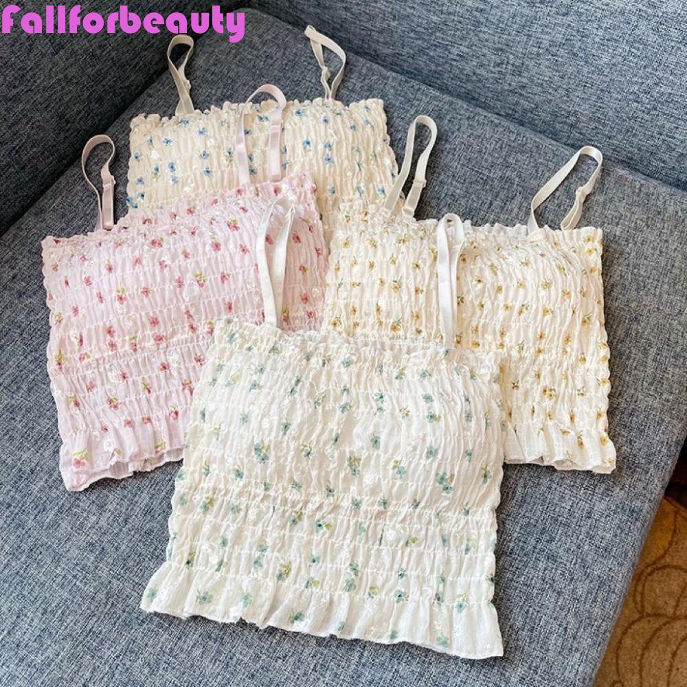 Áo Croptop In Hoa Phong Cách Retro Hàn Quốc Thời Trang Mùa Hè Xinh Xắn Cho Nữ