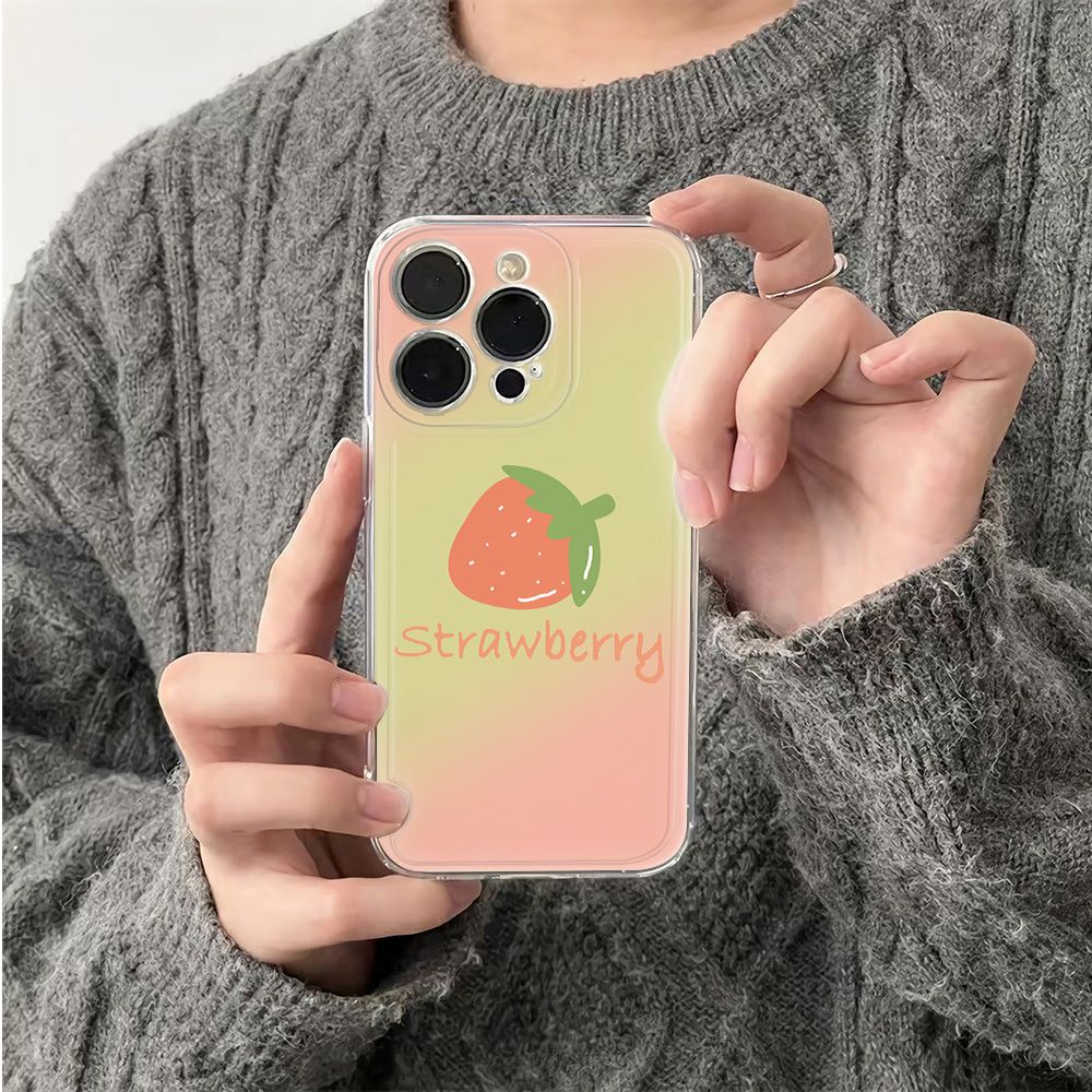 ✅Ốp Điện Thoại Dẻo Họa Tiết Trái Dâu Đơn Giản Chống Sốc Cho Iphone 116In14Pro 13maxplusiPhone12 78