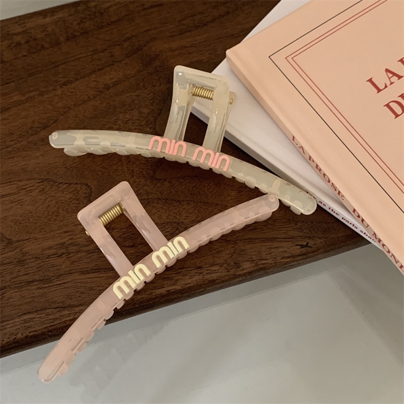 Kẹp Tóc Dài 12CM Bằng Acrylic Trong Suốt In Chữ Phong Cách Retro Ngọt Ngào Cho Nữ