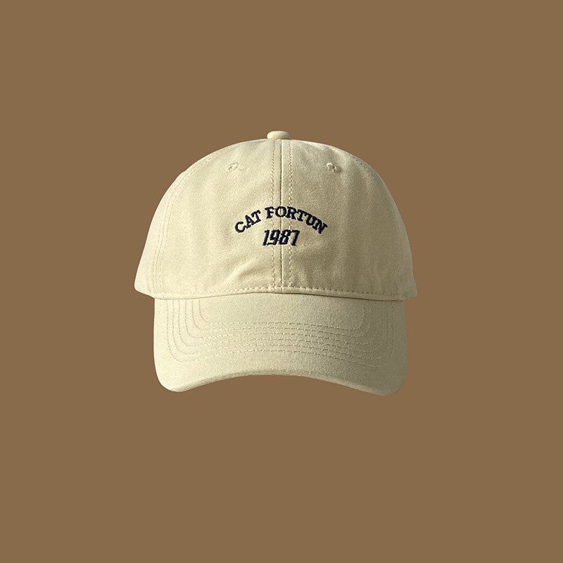 Mũ Lưỡi Trai Cotton Màu Trơn Thêu Chữ Thời Trang Cho Nam Nữ