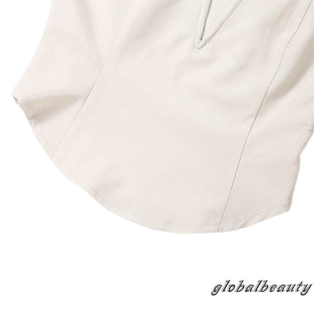 Áo Croptop Trễ Vai Cổ Chữ V Tay Phồng Gợi Cảm Cho Nữ