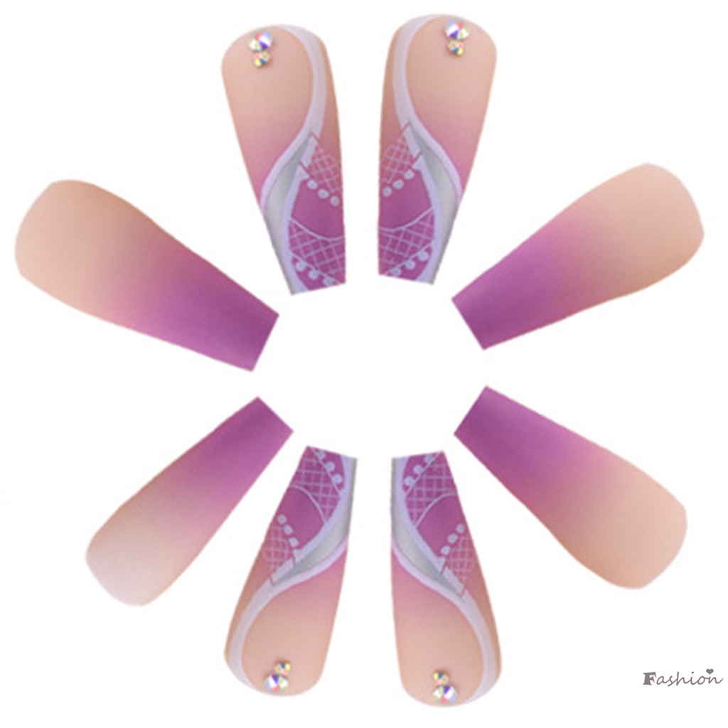 Bộ Móng Tay Giả Hình Vuông Màu Hồng Phong Cách Boho Cổ Điển