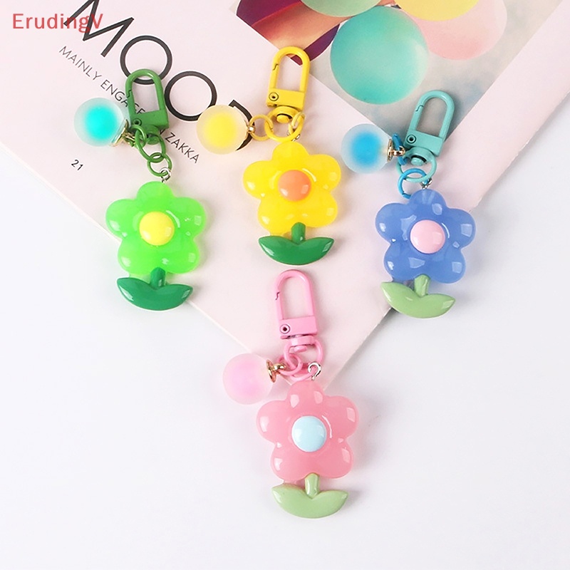 [ErudingV] Móc Khóa Bóng Tròn Hình Hoa Dễ Thương Trang Trí Ba Lô / Túi Xách [Mới]