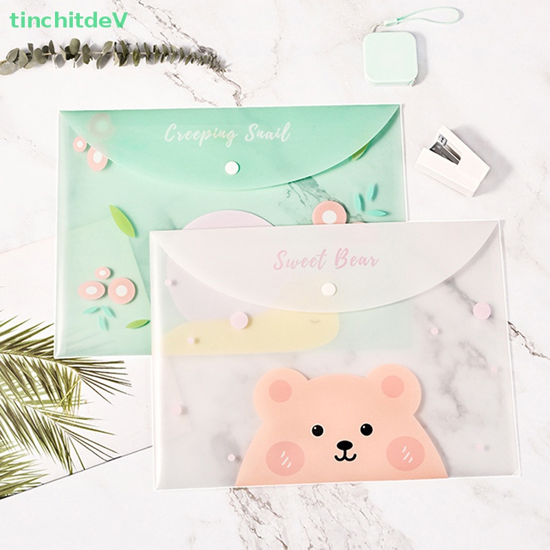 Túi Đựng Tài Liệu Khổ A4 Bằng PVC Trong Suốt Chống Thấm Nước Họa Tiết Hoạt Hình Dễ Thương