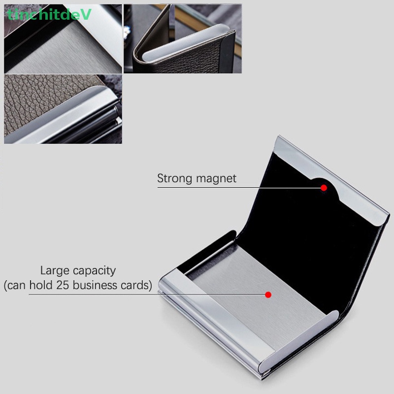 Ví Da PU Đựng Thẻ Tín Dụng / Danh Thiếp Cỡ Lớn Bằng Thép Không Gỉ