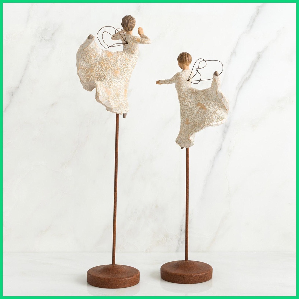 Set 2 Tượng Thiên Thần Manger Bằng Nhựa Resin Để Bàn Trang Trí Giáng Sinh