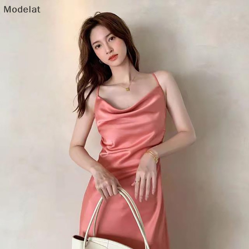 Mfc Đầm Midi Hai Dây Mỏng Mùa Hè Thanh Lịch Cho Nữ WTD