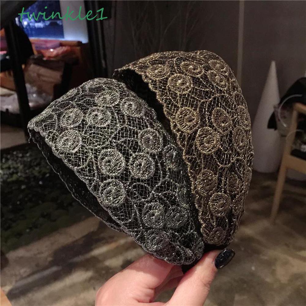 Băng Đô Cài Tóc Bằng Lụa In Họa Tiết Hoa Lấp Lánh Phong Cách Cổ Điển Thời Trang Cho Nữ