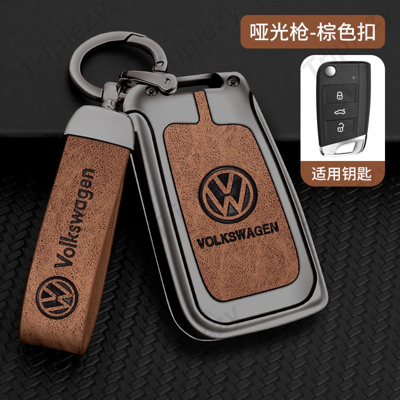 Vỏ Bọc Chìa Khóa Điều Khiển Từ Xa Bằng Hợp Kim Kẽm Phối Da Cho Volkswagen VW Golf T-Roc Polo Passat Tiguan Allspace Teramont Jetta Lavida