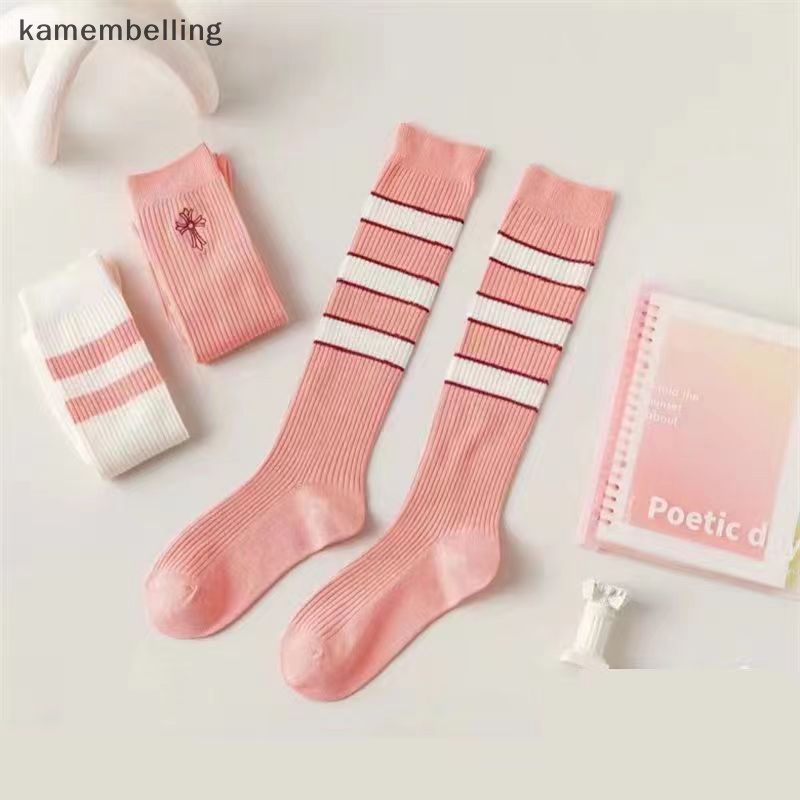 1 Đôi Vớ Mỏng Họa Tiết Sọc Ngang Màu Hồng Thời Trang Mùa Hè Cho Nữ