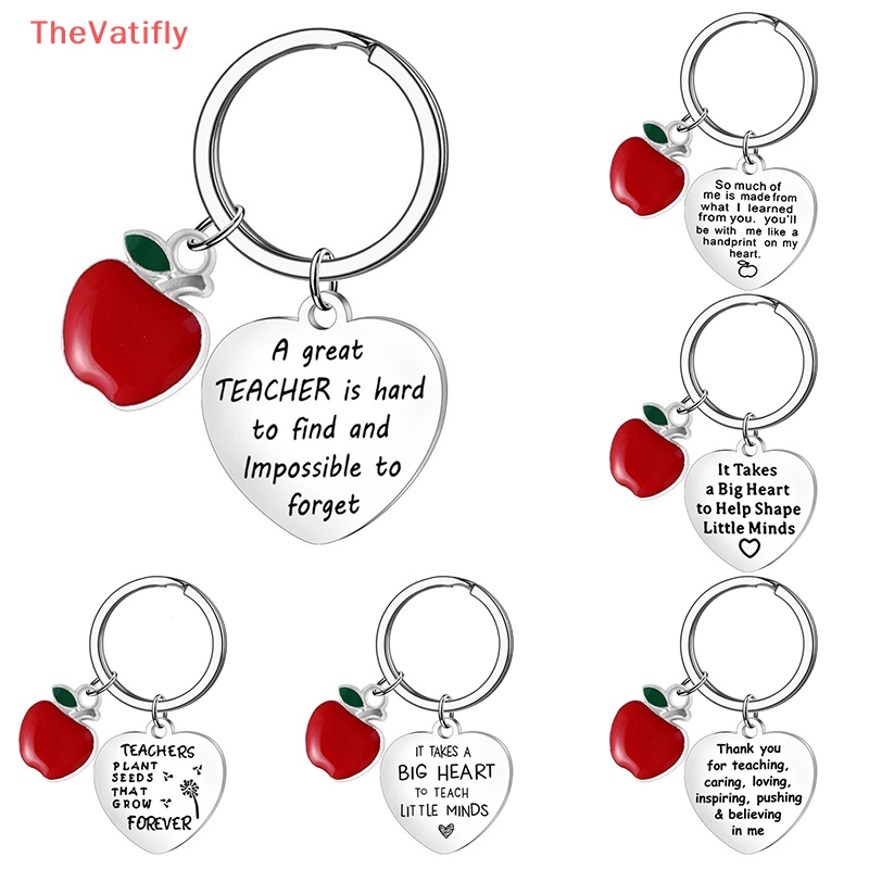 [Thevalifly] Móc Khóa Tráng Men Hình Trái Táo / Hoa Nhỏ Xinh Xắn Màu Bạc Thích Hợp Làm Quà Tặ