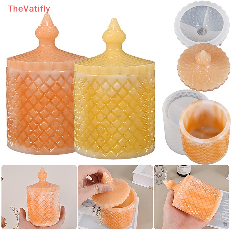 Khuôn Silicone Làm Lọ Nhựa Resin Phong Cách Vintage Có Nắp Đậy DIY