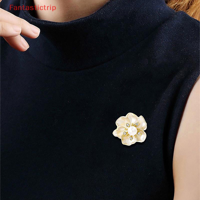 [Fantastictrip] Ghim Cài Áo Cardigan Hình Hoa Trà Thời Trang Nhẹ Nhàng Vintage Khí Chất