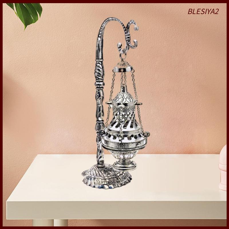 [Blesiya2] Đế Đốt Trầm Hương Cổ Điển Có Nắp Và Dây Xích Trang Trí Bàn Nhà Thờ